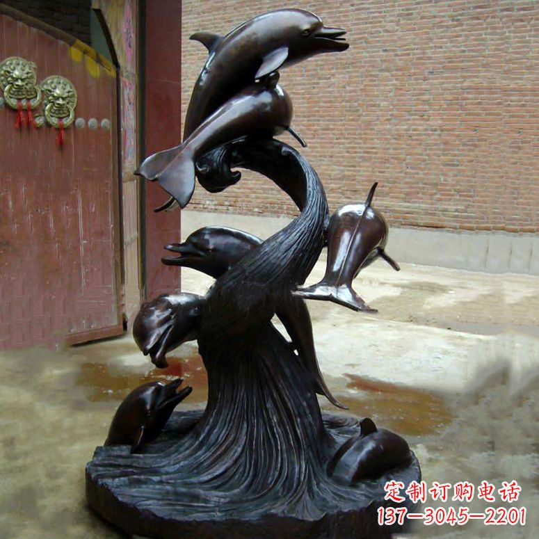 莆田铜雕海豚景观雕塑