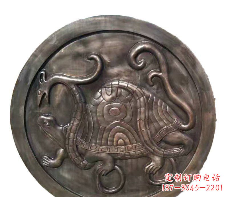 莆田铜雕乌龟与蛇壁画摆件