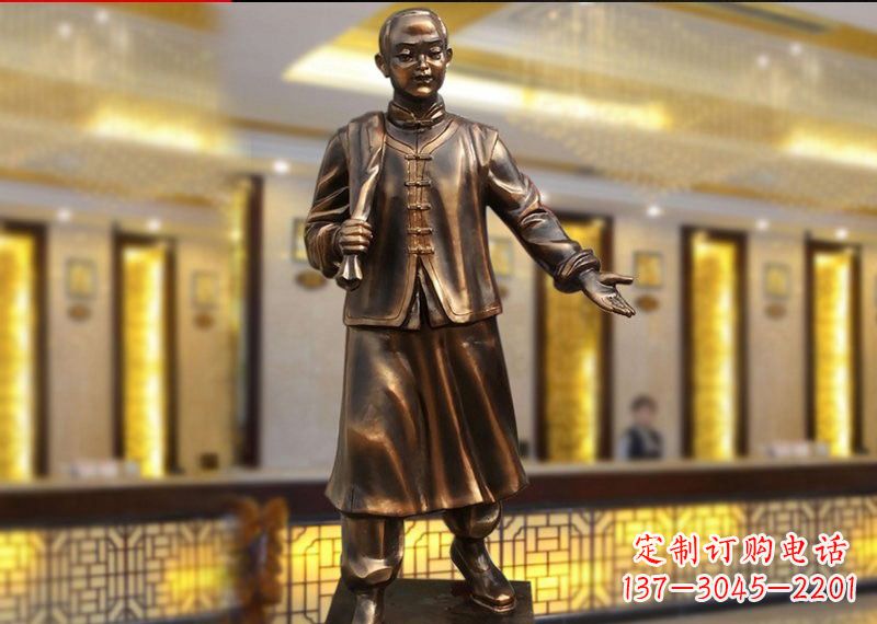 莆田铜雕迎宾人物店小二