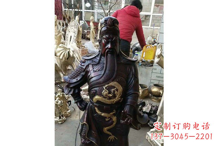 莆田铜雕镇宅关公寺庙神像雕塑摆件 (4)