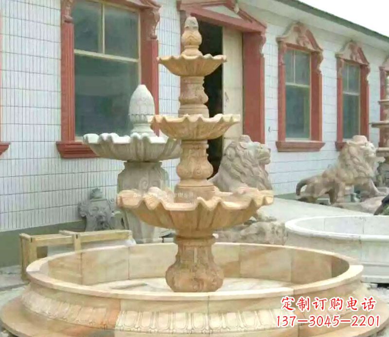 莆田晚霞红大型喷泉石雕 (3)