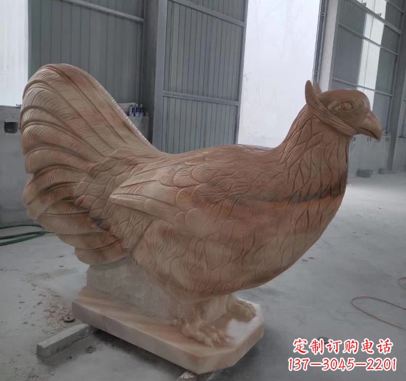 莆田晚霞红石雕母鸡