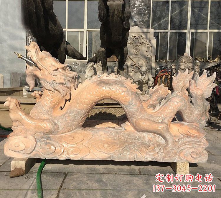 莆田晚霞红石雕喷水龙