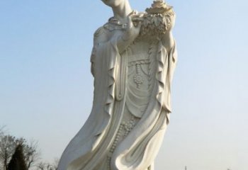 莆田古典美女雕塑——十二花神之四月牡丹杨玉环汉白玉