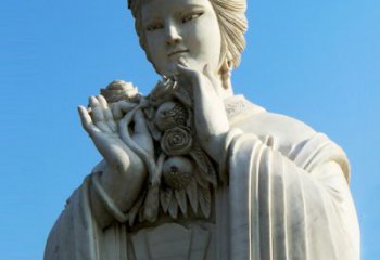 莆田石榴之美——十二花神之五月石榴李氏汉白玉古代美女雕像