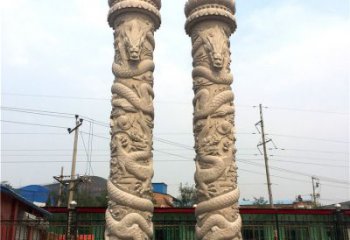 莆田石雕华表盘龙柱，雕塑工艺的精美展示