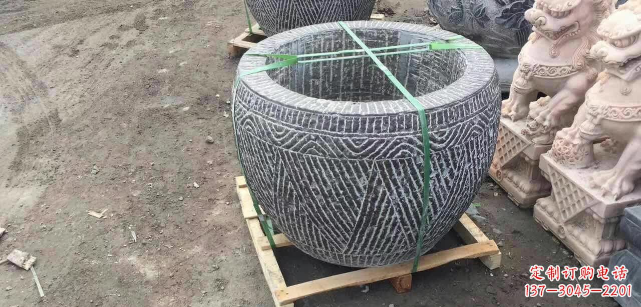 莆田纹理石浮雕水缸