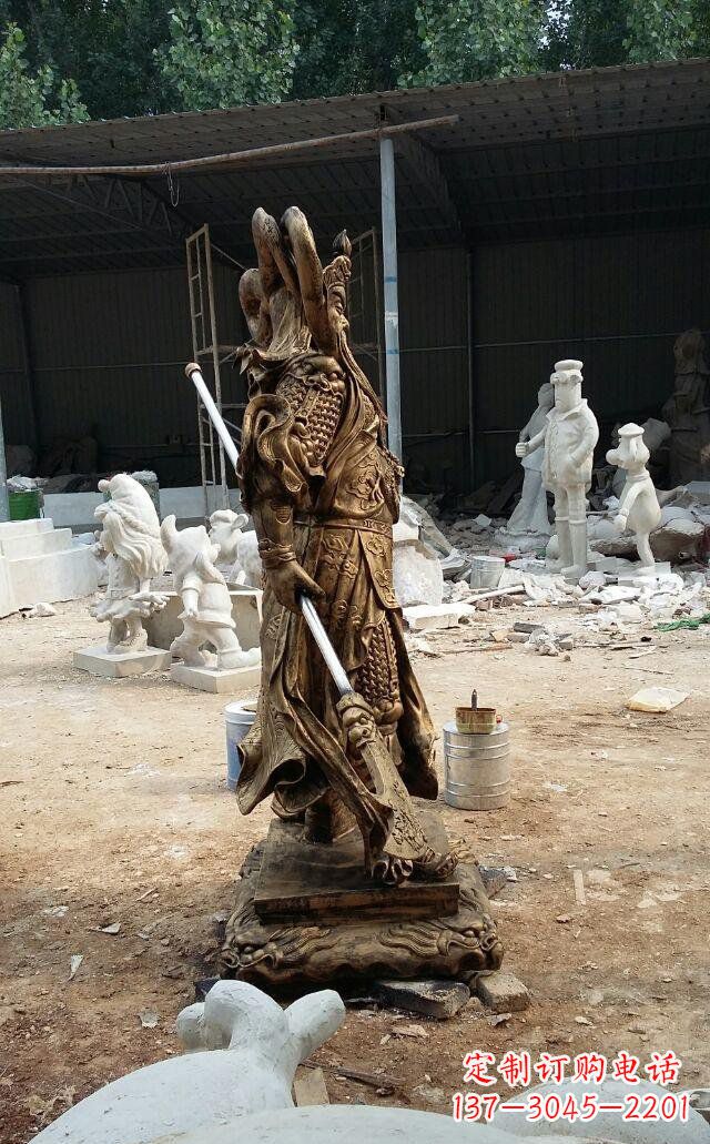 莆田武财神关公玻璃钢仿铜雕塑