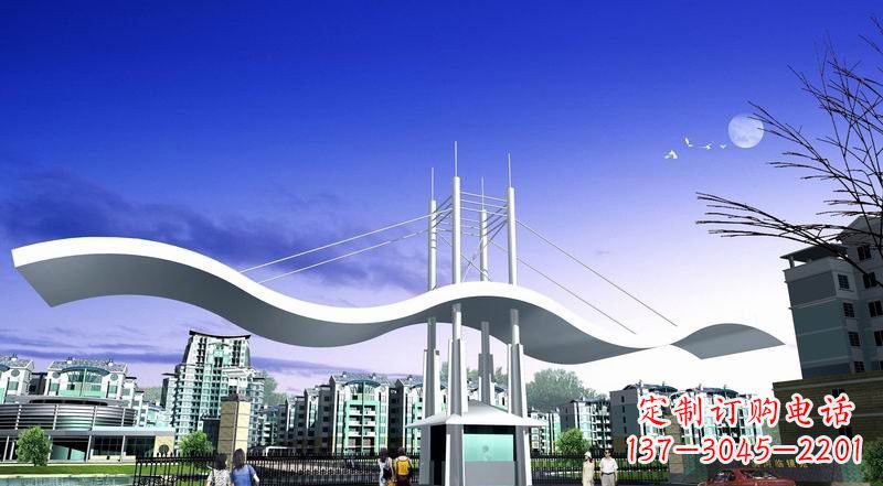 莆田小区不锈钢门牌坊景观雕塑