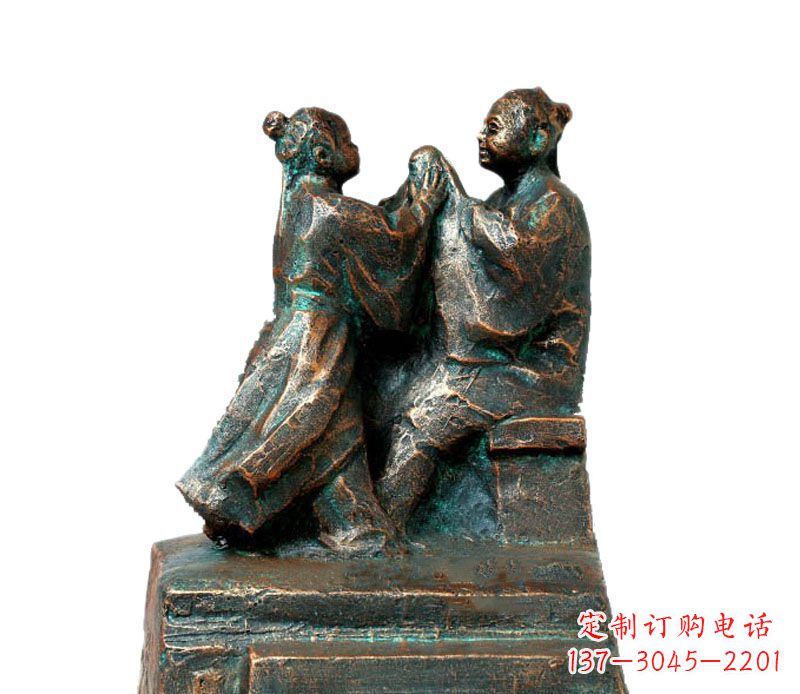 莆田校园古代孔融让梨人物铜雕