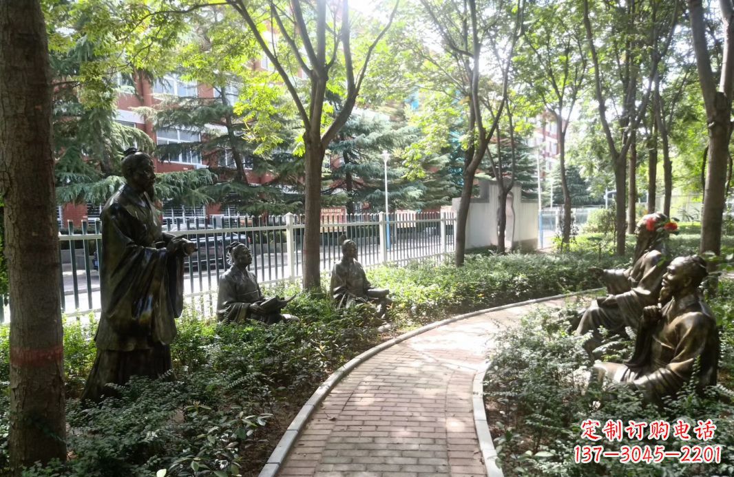 莆田校园古代名人孔子讲学铜雕