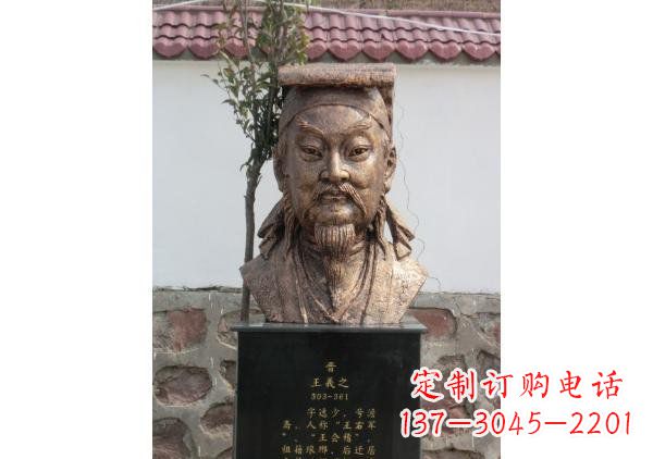 莆田校园名人王羲之头像铜雕