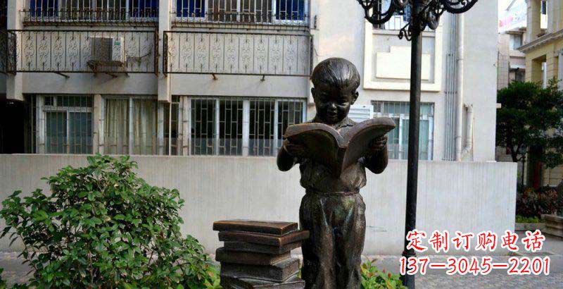 莆田校园念书的小男孩景观铜雕