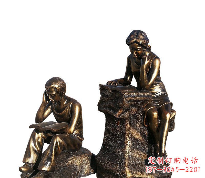 莆田校园铸铜学生看书人物雕塑