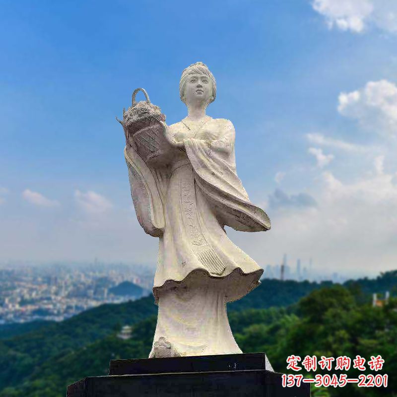 莆田虞姬景观石雕像-景区园林古代美女雕塑