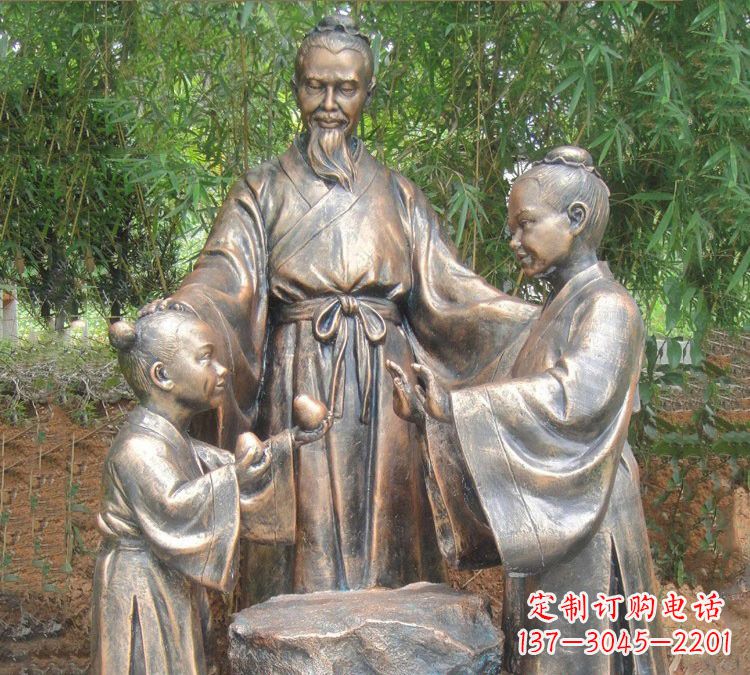 莆田寓言故事铜雕_孔融让梨