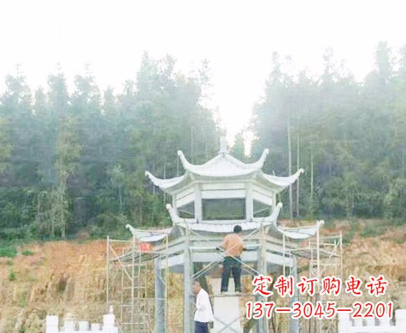 莆田园林仿古双层石凉亭景观石雕 (2)