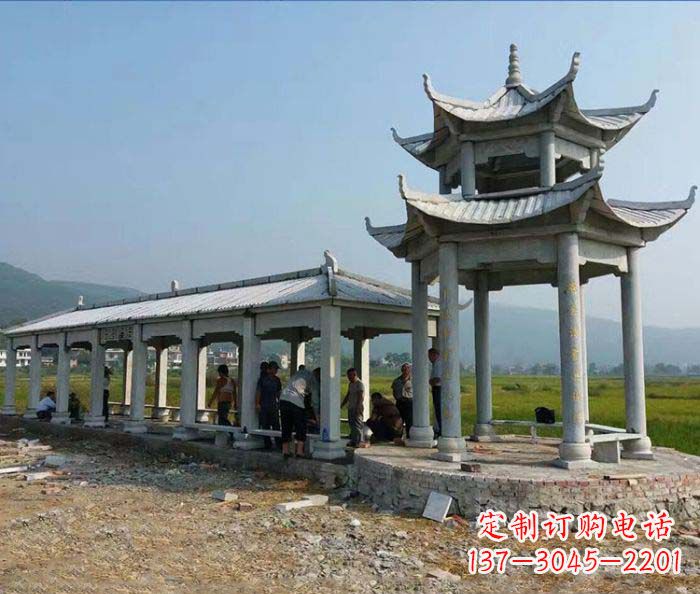 莆田园林景观仿古石雕长廊凉亭