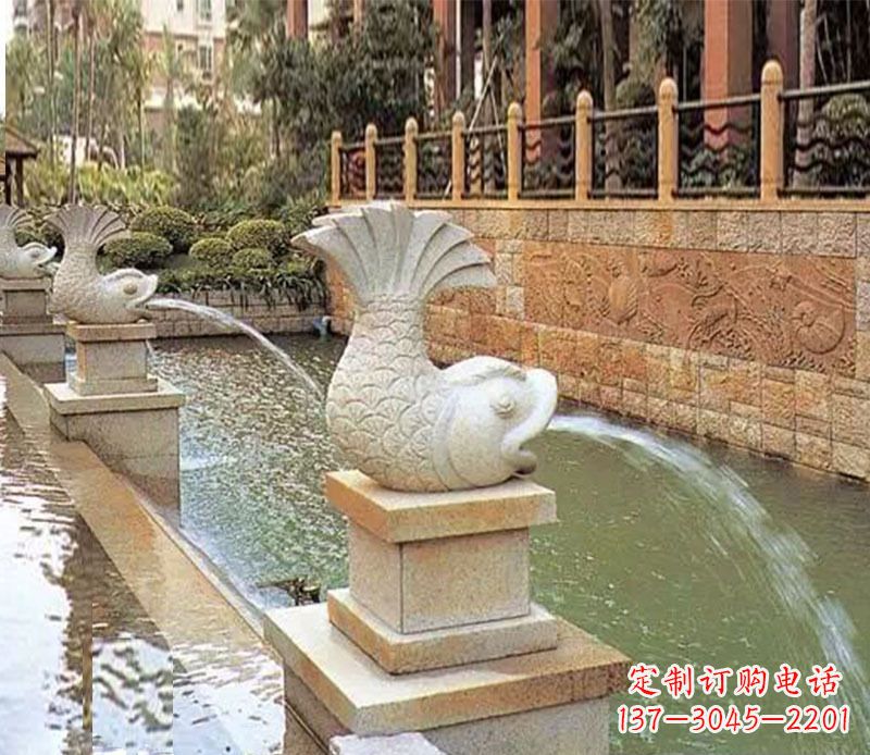 莆田园林鲤鱼喷泉景观石雕