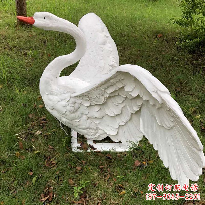 莆田展翅飞翔白天鹅仿真发光动物雕塑