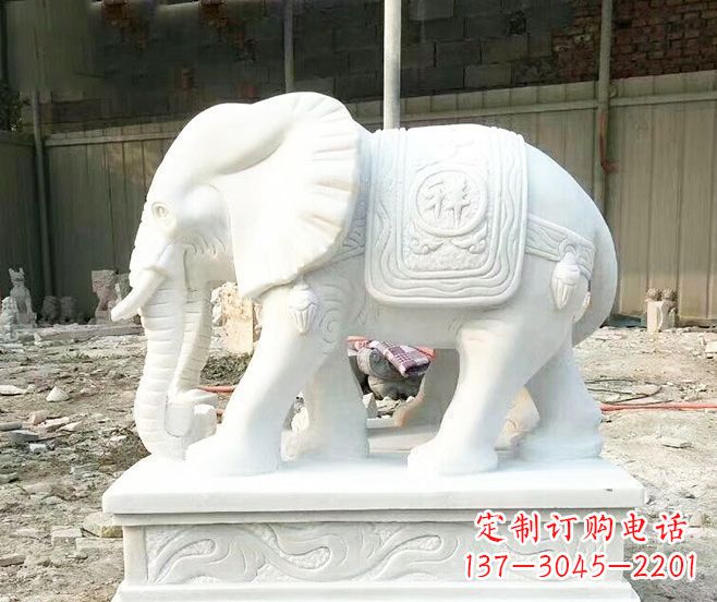 莆田招财动物汉白玉大象石雕 (3)
