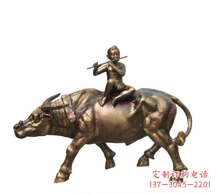 莆田铸铜牧童牛雕塑