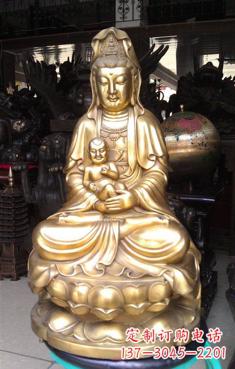 莆田铸铜送子观音雕塑