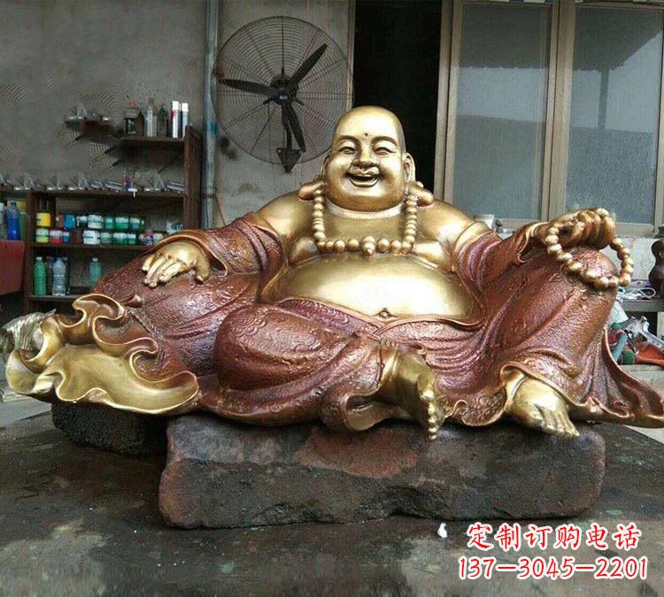莆田宗教供奉坐式弥勒佛铜雕